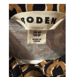 Boden Chain Print Shirt Dress‎ Belted Collared Button Up Long Sleeve Midi